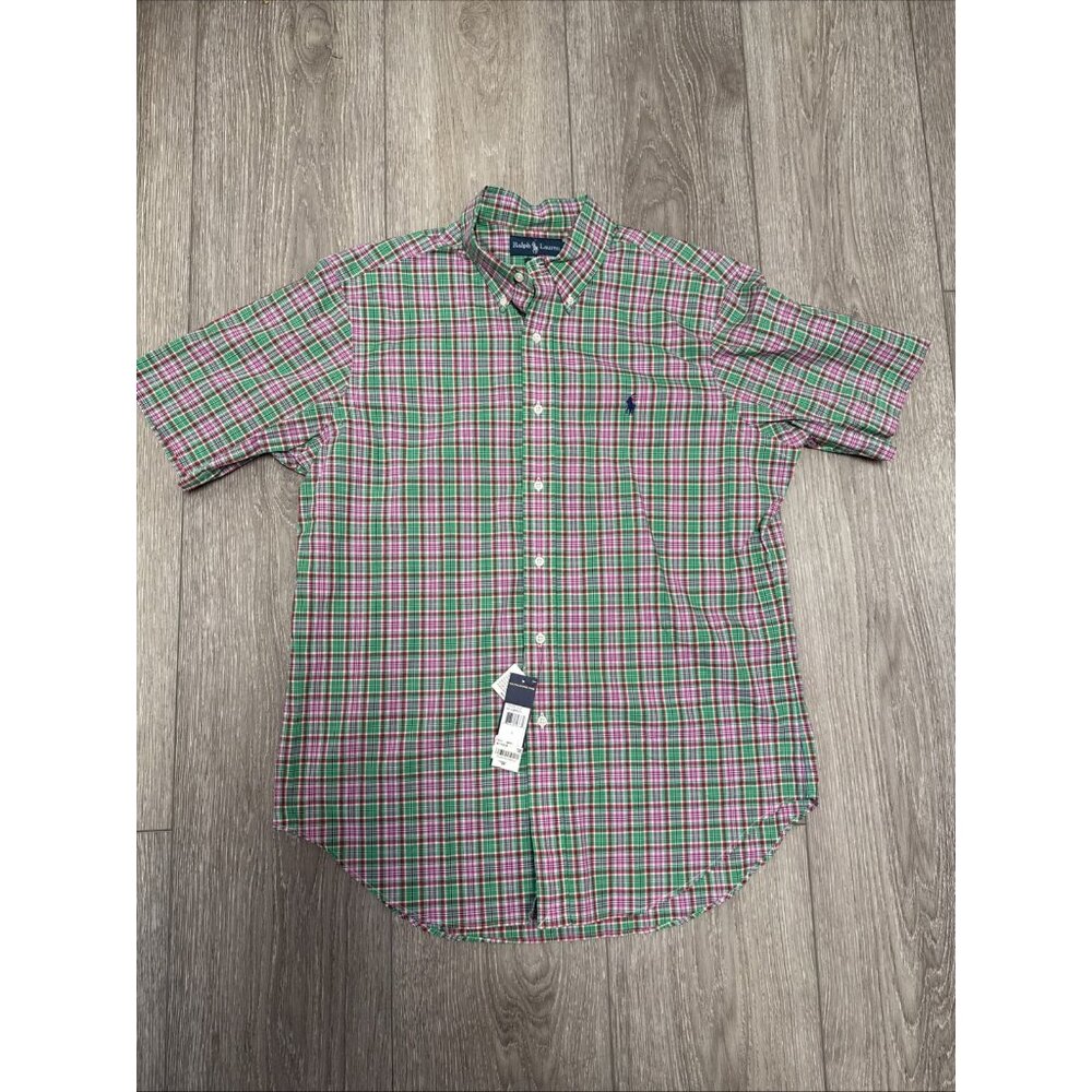 Ralph Lauren Shirt Men's L WATERMELON Plaid Classic Fit NWT Large PASTEL EASTER